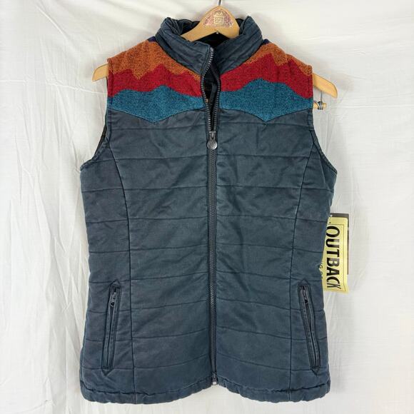 NWT Outback Trading Co Puffer Vest Women's Small Navy Blue Aspen Aztec 29820 - Picture 1 of 8